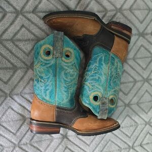 Turquoise and Brown Western Boots
